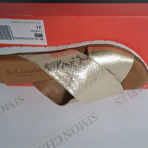 BOXED GOLD CROCODILE STRAP OPEN TOE SANDALS SIZE 8