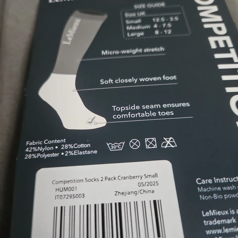 LEMIEUX COMPETITION RIDING SOCKS 2 PACK CRANBERRY – SMALL