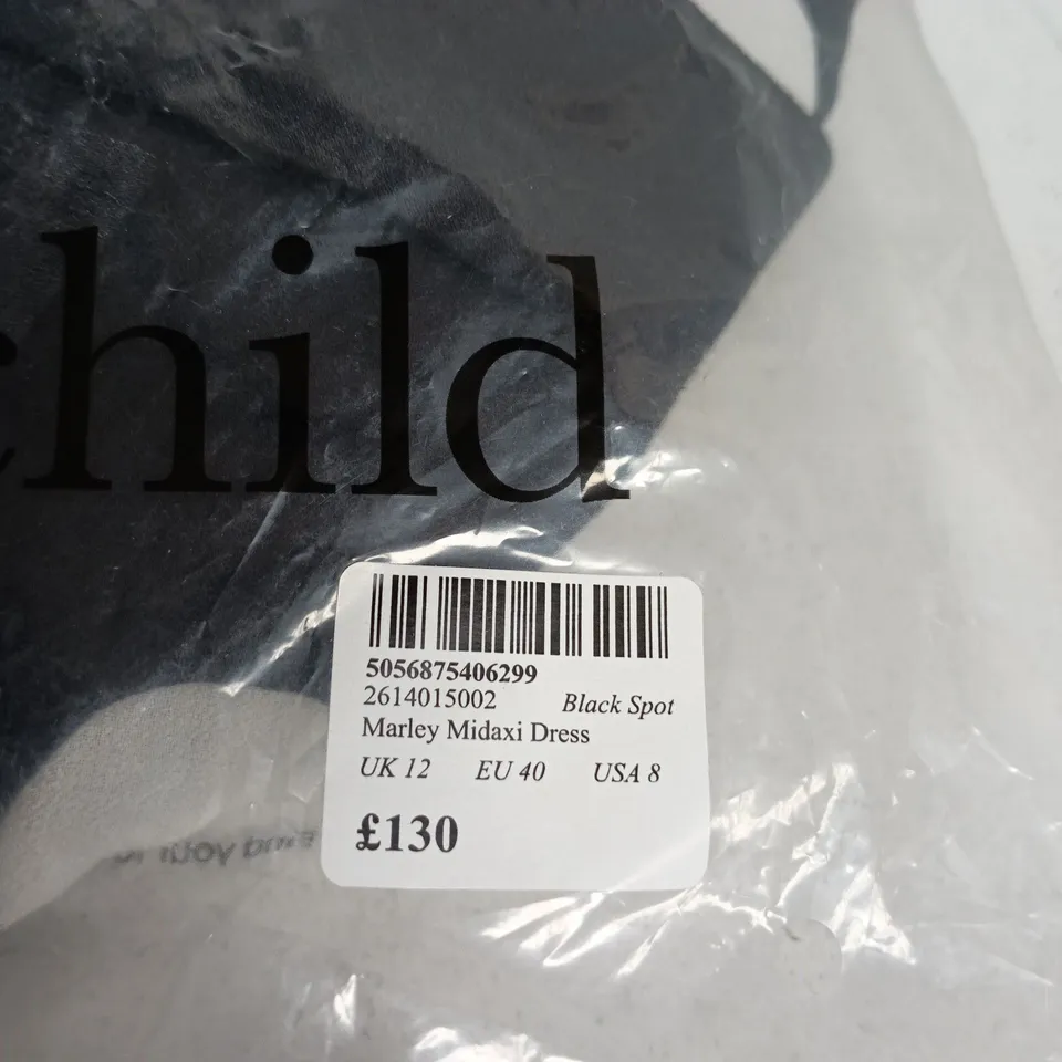 UK 12 NOBODY'S CHILD MARLEY MIDAXI DRESS – BLACK SPOT (EU 40, USA 8)