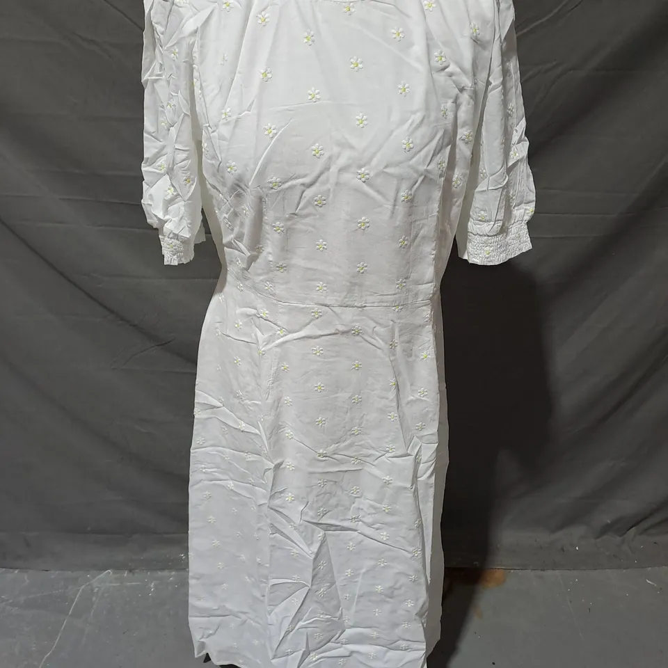 GREAT PLAINS DAISY EMBROIDERED MIDI DRESS IN WHITE SIZE 16