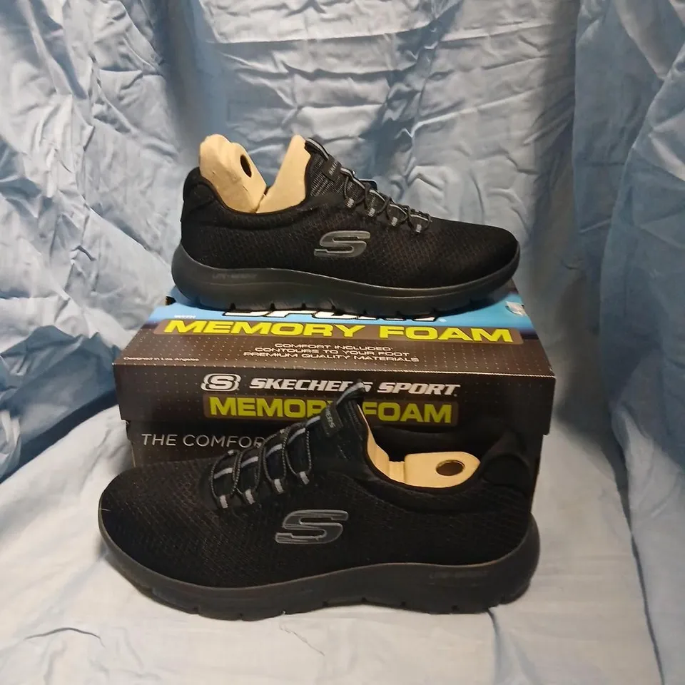 SKECHERS SUMMIT MEMORY FOAM SNEAKERS – BLACK, UK 10 (EU 45, US 11)