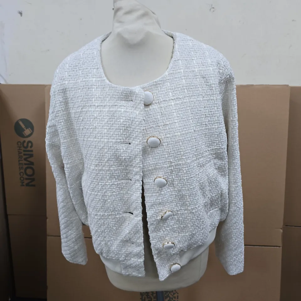 LASCANA WHITE BOUCLÉ JACKET – UK 16 (EUR 42)