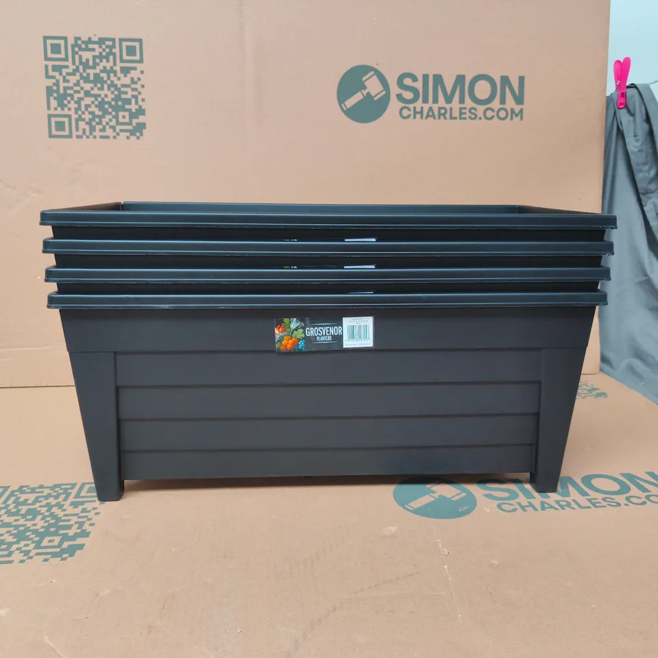 SET OF 4 GROSVENOR PLANTERS BLACK 55CM