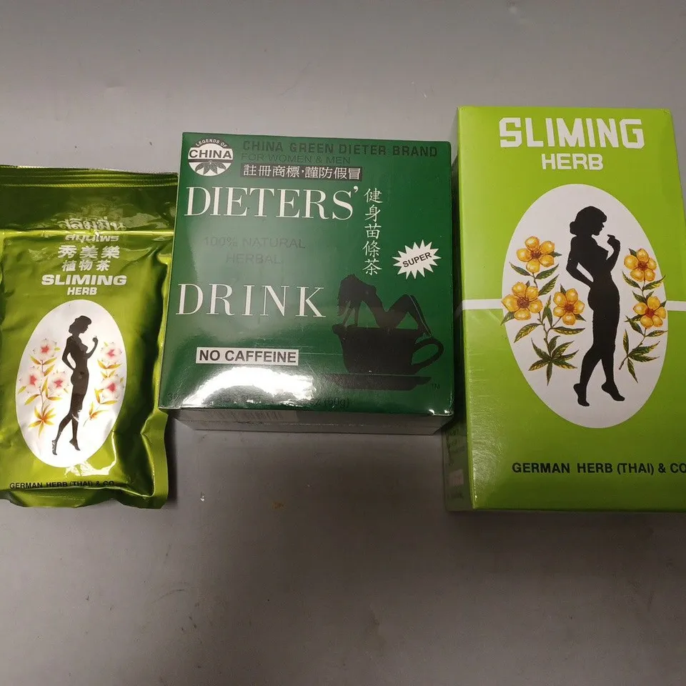 BOX OF APPROX 14 ASSORTED FOOD ITEMS TO INCLUDE - DIETERS DRINK NO CAFFINE - SLIMING HERB