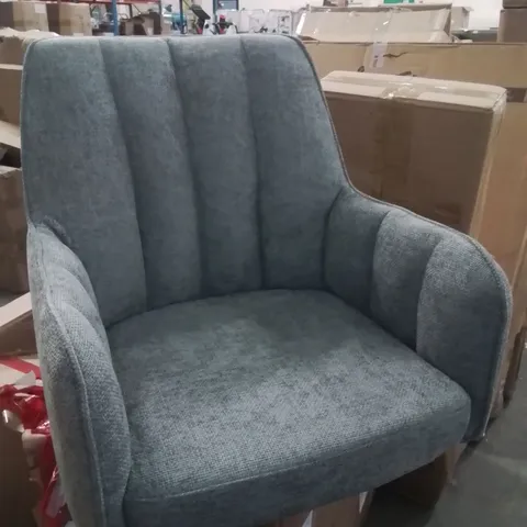 BOXED GREY FABRIC UPHOLSTERED ARM CHAIR