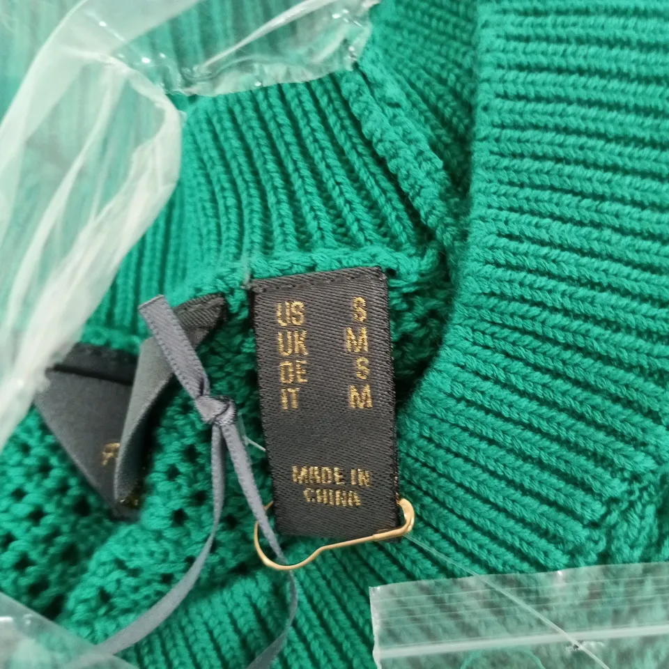 RUTH LANGSFORD FASHION GREEN KNIT CARDIGAN, UK M