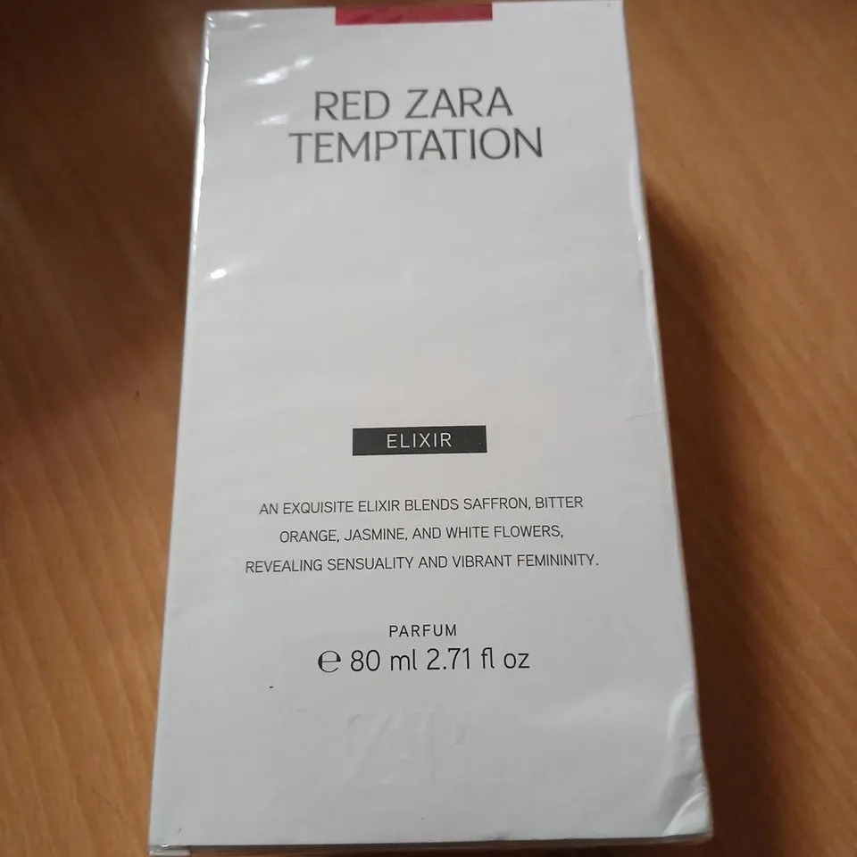 BOXED AND SEALED RED ZARA TEMPTATION ELIXIR PARFUM 80ML